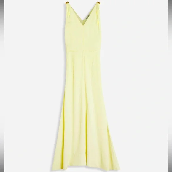 Lanvin Sleeveless B Neck Flare MIDI Dress Gown in Satin. Size 40 Fr. - Picture 5 of 10